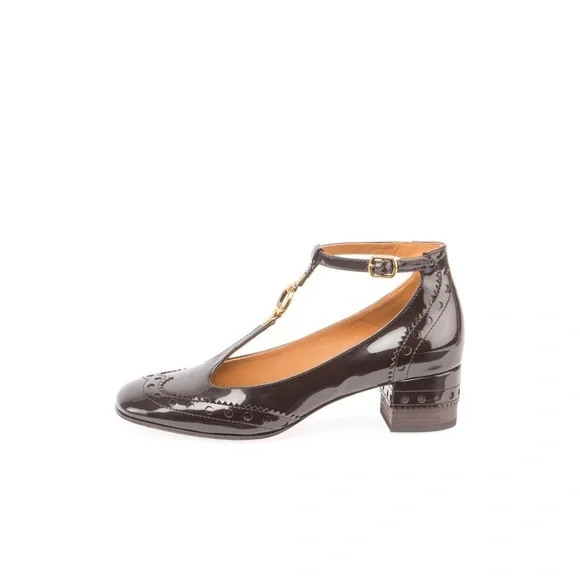 ChloéPerry Patent Leather Mary Jane Pumps — Dark Brown